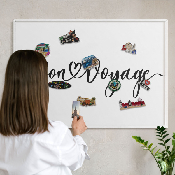 Decorative magnet board with a white frame Bon Voyage