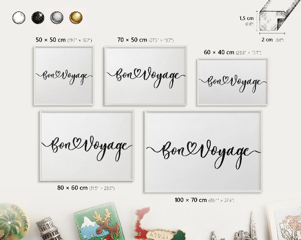 Decorative magnet board with a white frame Bon Voyage