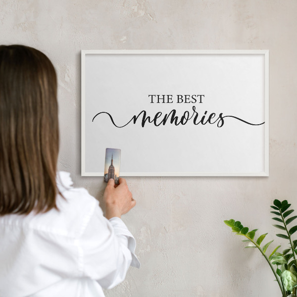 Decorative magnet board with a white frame Inspiring memories