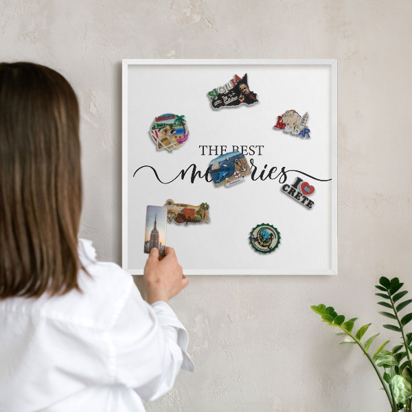 Decorative magnet board with a white frame Inspiring memories