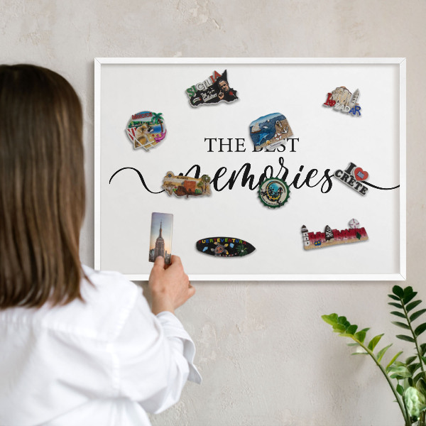 Decorative magnet board with a white frame Inspiring memories