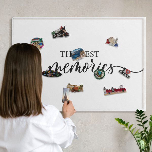 Decorative magnet board with a white frame Inspiring memories