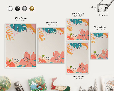 Magnetic board for travel magnets in a white frame Modern nature