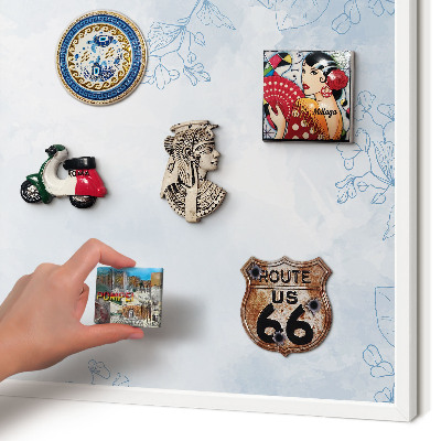 Magnetic board for travel magnets in a white frame Floristic elegance