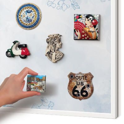 Magnetic board for travel magnets in a white frame Floristic elegance