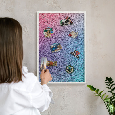 Decorative magnet board with a white frame Colorful gradient