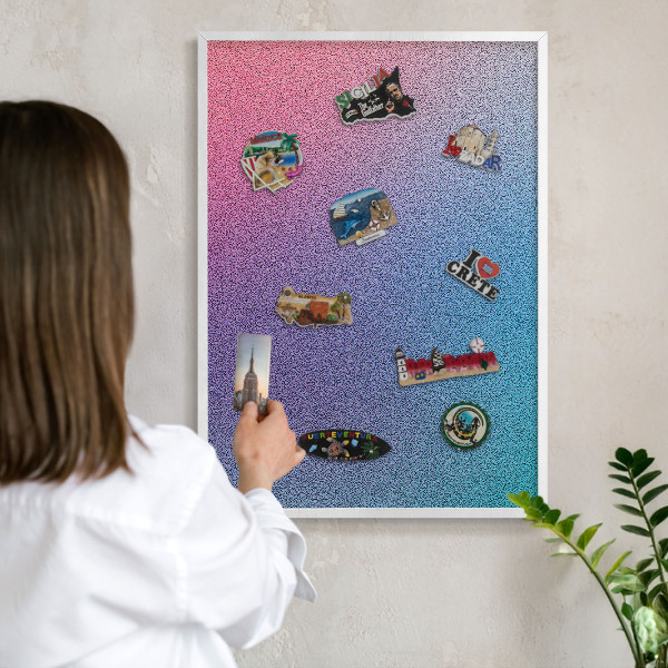 Decorative magnet board with a white frame Colorful gradient