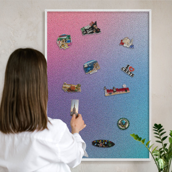 Decorative magnet board with a white frame Colorful gradient