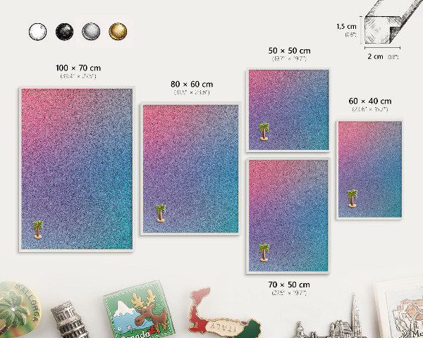 Decorative magnet board with a white frame Colorful gradient