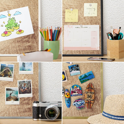 Magnetic board for travel magnets in a white frame Sand leaves
