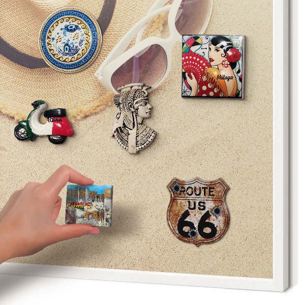 Decorative magnet board with a white frame Summer beach