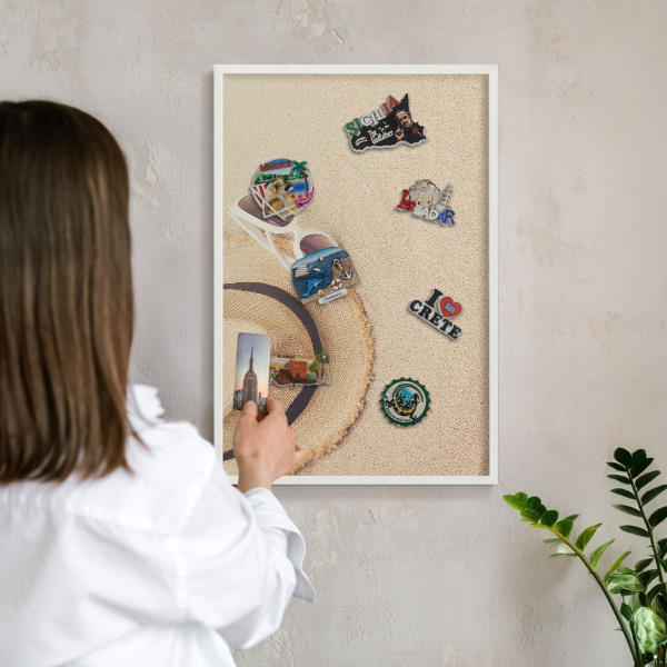 Decorative magnet board with a white frame Summer beach