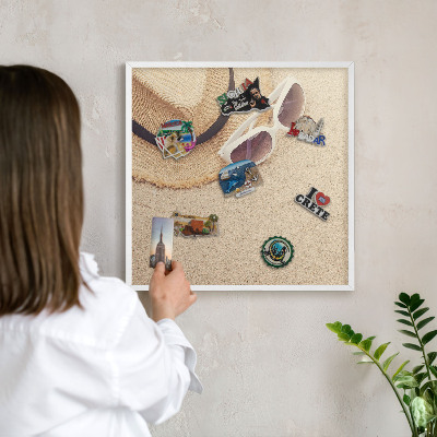 Decorative magnet board with a white frame Summer beach