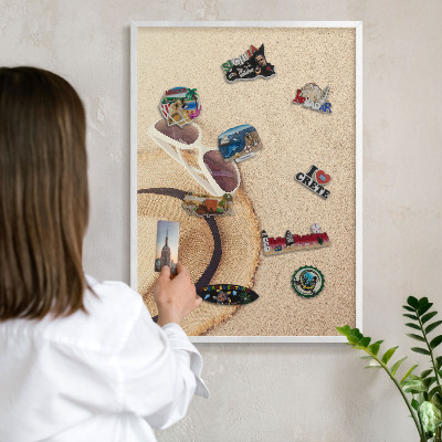 Decorative magnet board with a white frame Summer beach