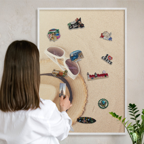 Decorative magnet board with a white frame Summer beach