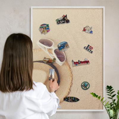 Decorative magnet board with a white frame Summer beach