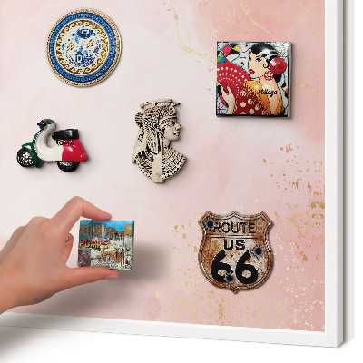 Magnetic board for travel magnets in a white frame Subtle elegance