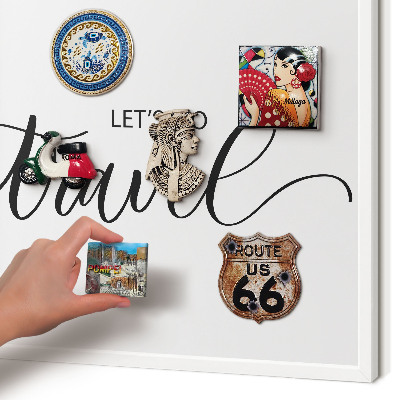 Decorative magnet board with a white frame Let's travel together