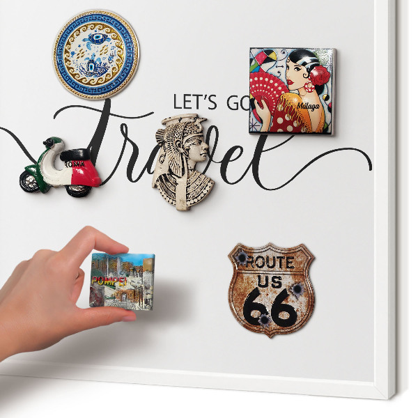 Decorative magnet board with a white frame Let's travel together