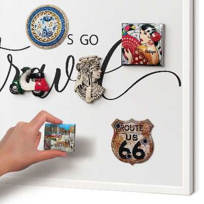 Decorative magnet board with a white frame Let's travel together