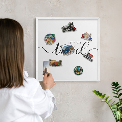 Decorative magnet board with a white frame Let's travel together