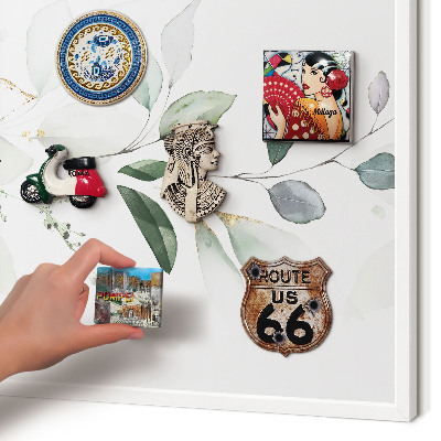 Decorative magnet board with a white frame Botanical elegance