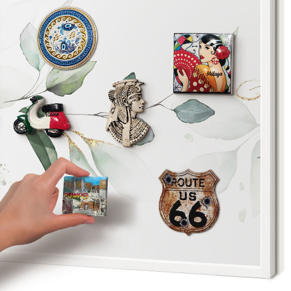 Decorative magnet board with a white frame Botanical elegance