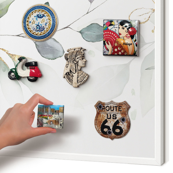 Decorative magnet board with a white frame Botanical elegance