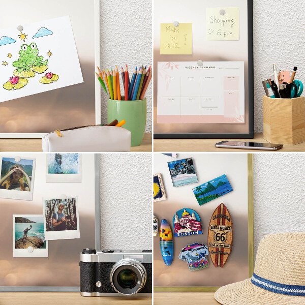Magnetic board for travel magnets in a white frame Retro travel