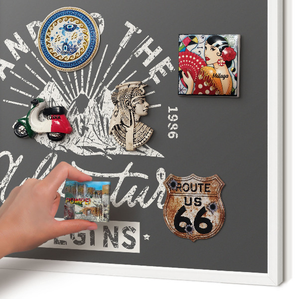 Decorative magnet board with a white frame Mountain inscription