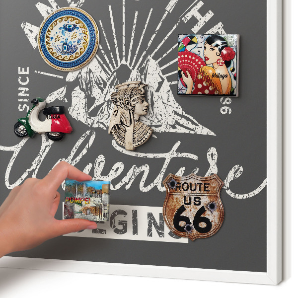 Decorative magnet board with a white frame Mountain inscription