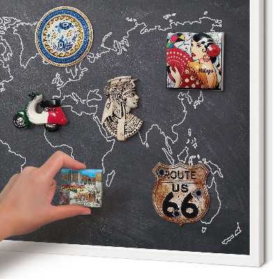 Magnetic board for travel magnets in a white frame Cretaceous world