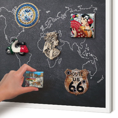 Magnetic board for travel magnets in a white frame Cretaceous world