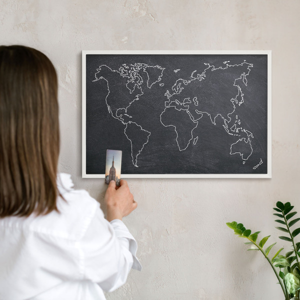 Magnetic board for travel magnets in a white frame Cretaceous world