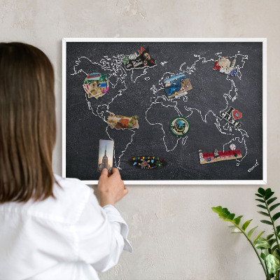 Magnetic board for travel magnets in a white frame Cretaceous world