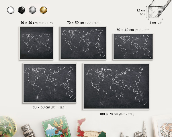 Magnetic board for travel magnets in a white frame Cretaceous world