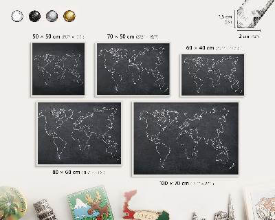 Magnetic board for travel magnets in a white frame Cretaceous world