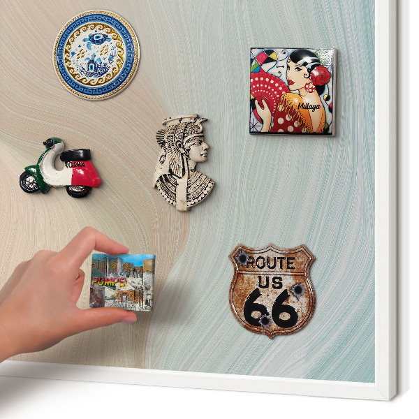 Magnetic board for travel magnets in a white frame Pastel swirl