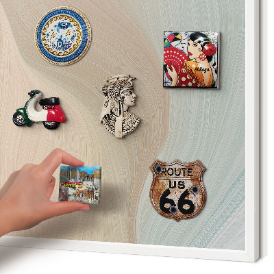 Magnetic board for travel magnets in a white frame Pastel swirl
