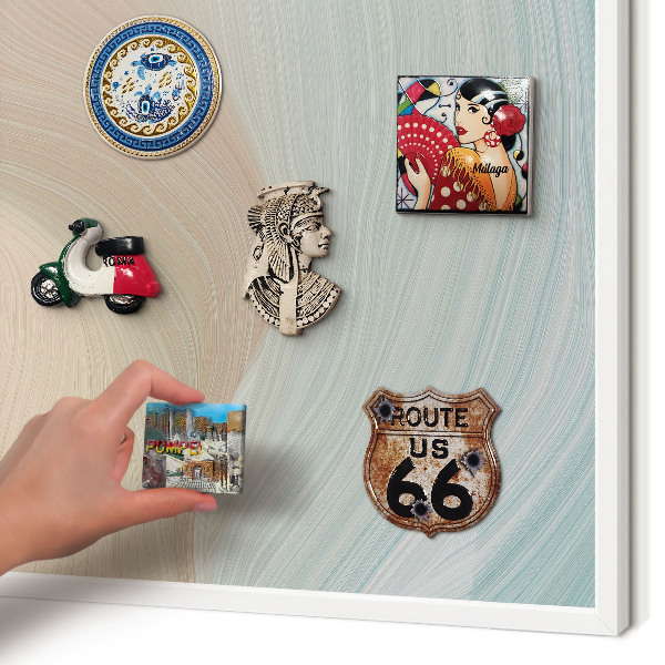 Magnetic board for travel magnets in a white frame Pastel swirl