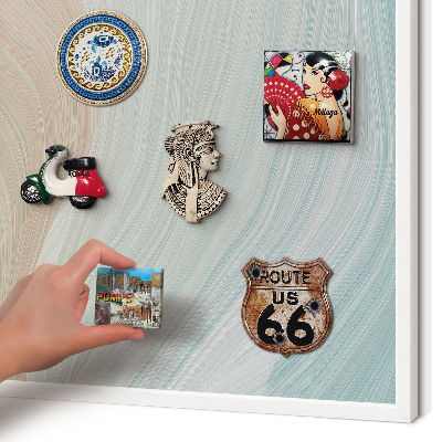 Magnetic board for travel magnets in a white frame Pastel swirl
