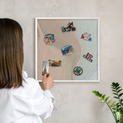 Magnetic board for travel magnets in a white frame Pastel swirl