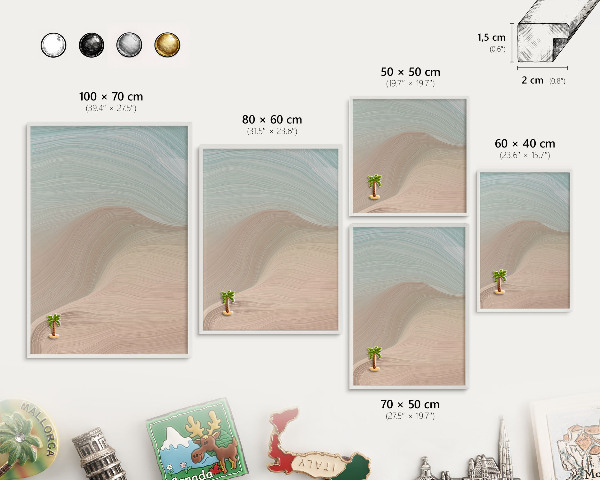 Magnetic board for travel magnets in a white frame Pastel swirl