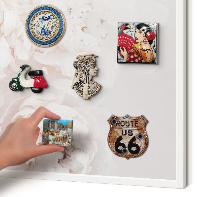 Decorative magnet board with a white frame White peonies