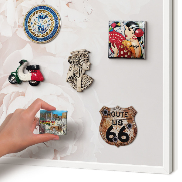 Decorative magnet board with a white frame White peonies