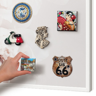 Decorative magnet board with a white frame White peonies