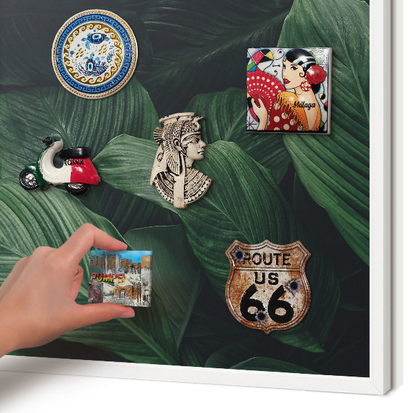 Decorative magnet board with a white frame The greenery of nature