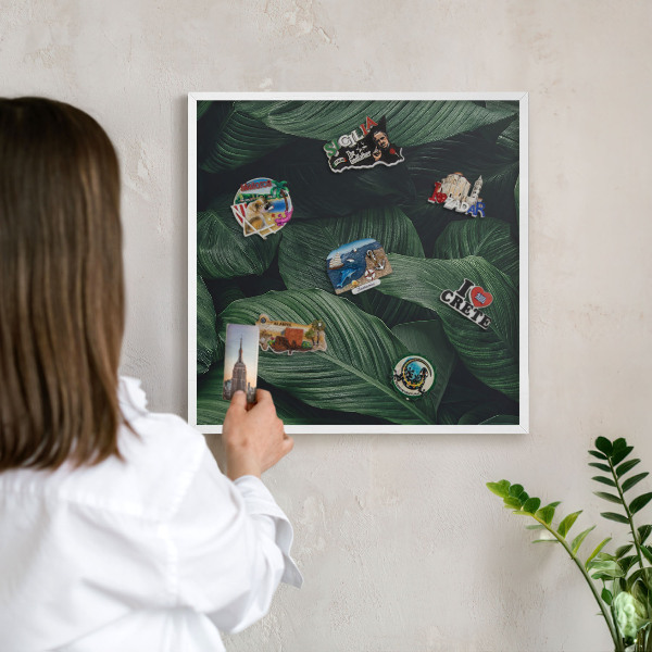 Decorative magnet board with a white frame The greenery of nature