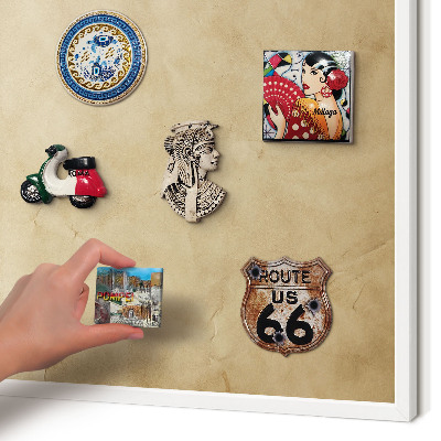 Magnetic board for travel magnets in a white frame Wind rose