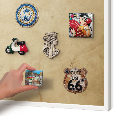 Magnetic board for travel magnets in a white frame Wind rose